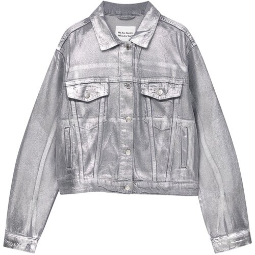 Pull&amp;amp;Bear Prehodna jakna srebrna Slike