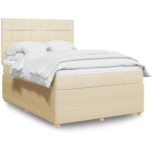 VidaXL Krevet s oprugama i madracem krem 140 x 190 cm od tkanine Slike