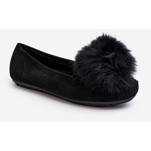 Kesi Women&amp;#039;s loafers with fur black Novas Slike