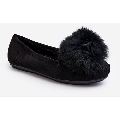 Kesi Women's loafers with fur black Novas Slike