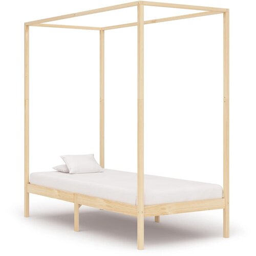 The Living Store Posteljni okvir z baldahinom iz trdne borovine 100x200 cm - Posteljni Okvir, (21525279) Slike