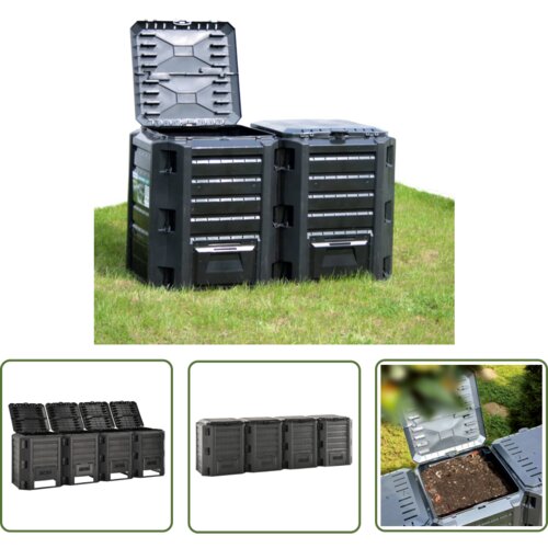  The Living Store Vrtni kompostnik črn 1600 L - Kompostnik, (21744012) Cene