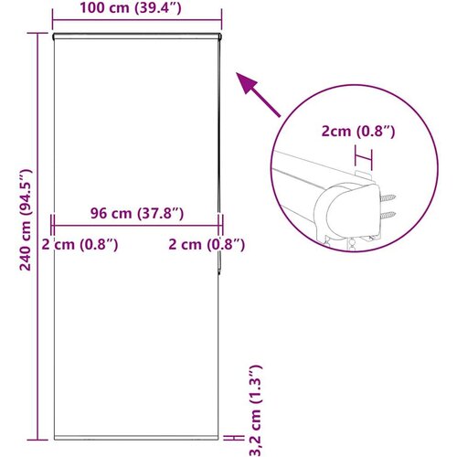 vidaXL rolo zavesa za prho s kaseto 100x240 cm širina tkanine 96 cm Cene