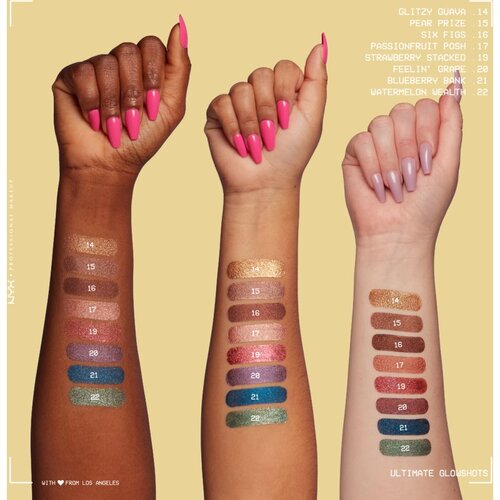 NYX Professional Makeup Ultimate Glow Shots tekoče senčilo za oči z ble&amp;scaron;čicami 7.5 ml Odtenek 14 glitzy guava Slike