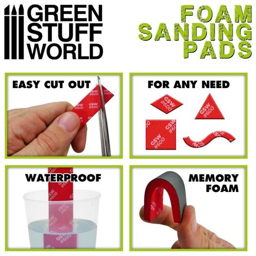 Green Stuff World FOAM Sanding Pads Grit 2500 Pack x10 | Brusni sunđeri 2500 set 10 Slike
