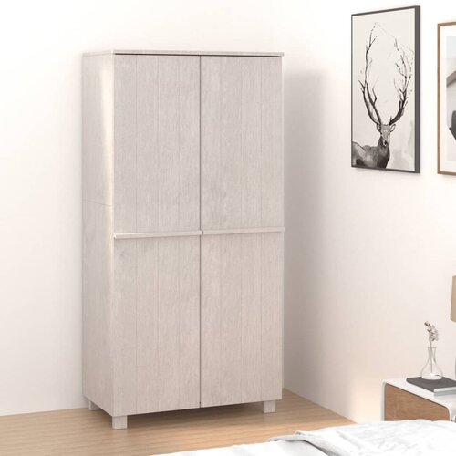 vidaXL garderobna omara hamar bela 89x50x180 cm trdna borovina Cene