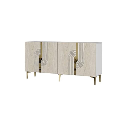 Hanah home konzola meyra 150 white travertine gold Slike