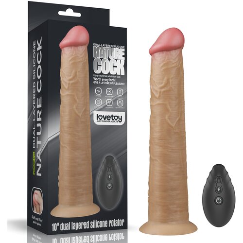 Lovetoy dual layered platinum silicone rotator 10&amp;quot; flesh Slike