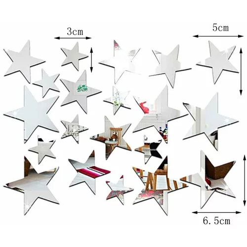 Ambiance set od 20 zrcalnih samoljepljivih naljepnica stars mirror stickers
