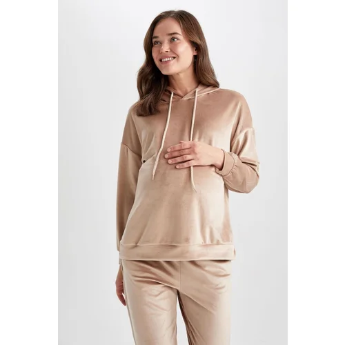 Defacto Velvet Maternity Sweatshirt with Hooded Sleeves and Flywheel