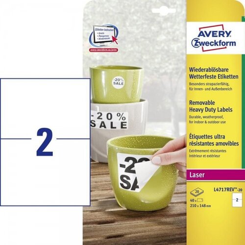 Avery Zweckform Zelo odporne odstranljive poliesterske etikete, bele 210 x 148 mm Cene