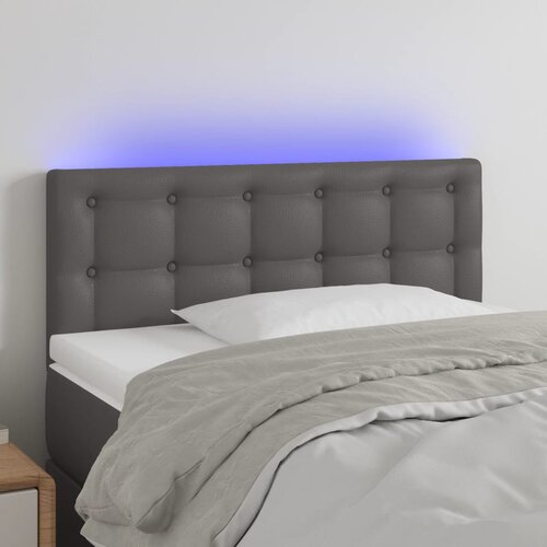 vidaXL LED posteljno vzglavje sivo 80x5x78/88 cm umetno usnje Cene