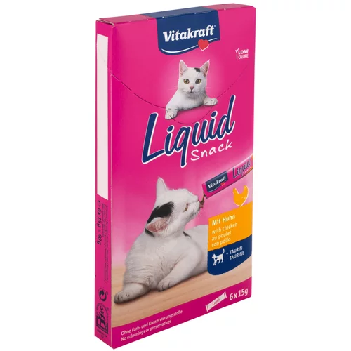 Vitakraft Cat Liquid Snack s piščancem & tavrinom - Varčno pakiranje: 24 x 15 g