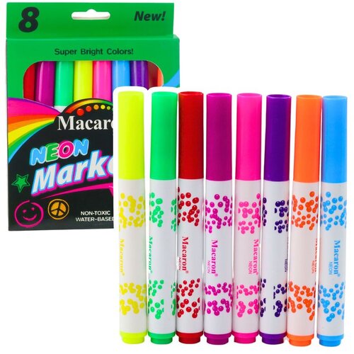  Set neonskih markera za &scaron;kolu, tinta na bazi vode, &scaron;areni, 8 komada Cijene