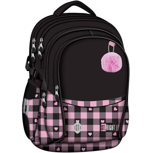 Unipap st.right ružičasto-crna &amp;scaron;kolska torba s uzorkom srca, ruksak BP01 43x32x21 cm Slike
