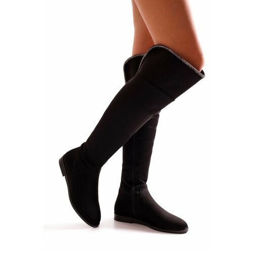 Shoeberry Women's Toon Black Suede Boots Black Suede Slike