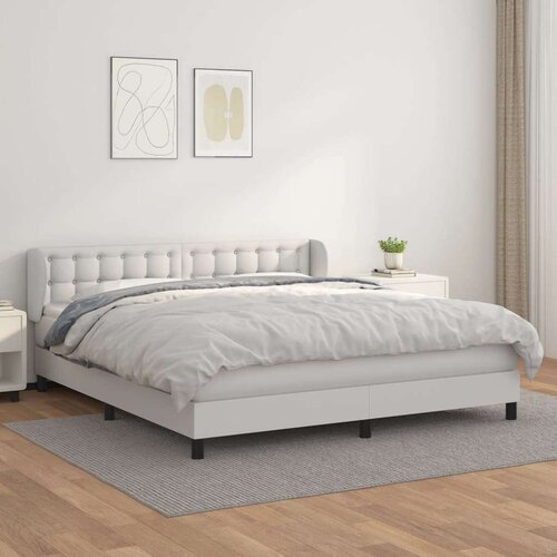  Box spring postelja z vzmetnico bela 180x200 cm umetno usnje, (20790649) Slike