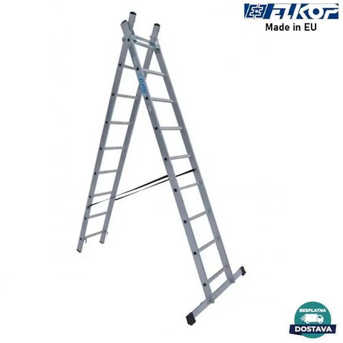 Elkop dvodelne aluminijumske merdevine 2x9 - 4m Slike