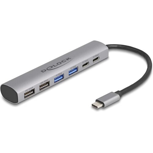 Delock 6 Port USB Hub with 4 x USB Type-A female and 2 x USB Type-C female Slike