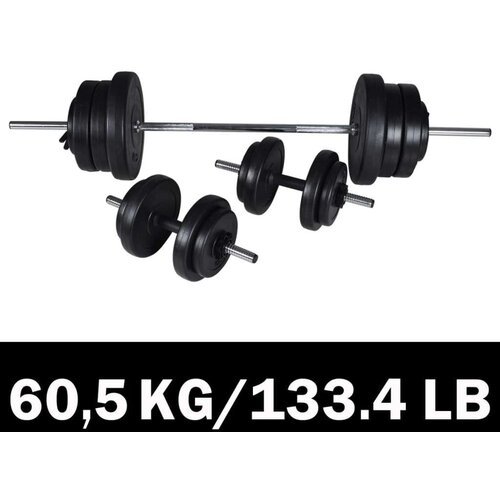 VidaXL Dvoročna Utež + 2 Enoročni Uteži 60,5 kg Slike