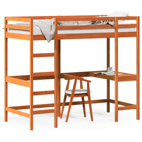 Maison Chic Postelja za odrasle - Posteljni Okvir z mizo voščeno rjav 100x200 cm trdna borovina, (22082420) Cene