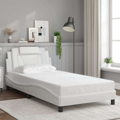  Posteljni okvir brez vzmetnice bel 100x203 cm umetno usnje, (21112155) Cene