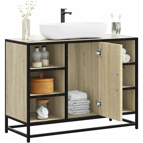 vidaXL Kopalniška omarica za umivalnik sonoma hrast 80x33x60cm inž les Cene
