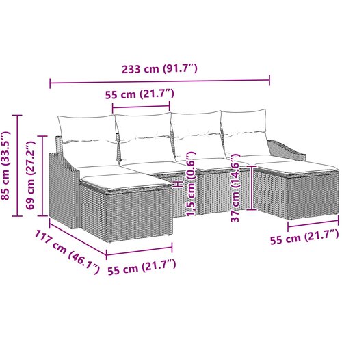  Set sofe 6 kom. Smeđa poliratan 233 x 117 x 85 cm Slike