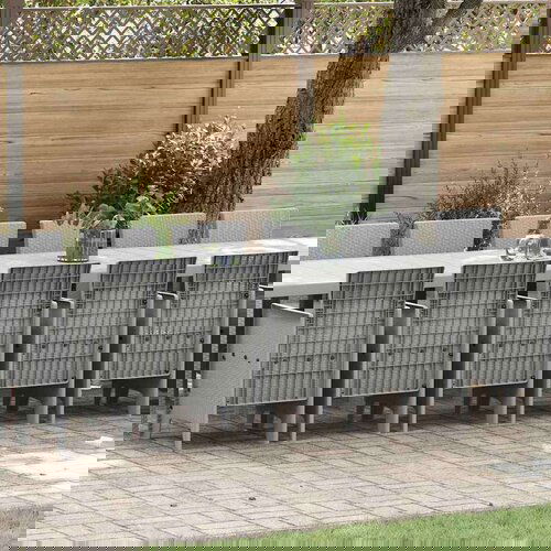  Vrtni set za objed 17 pcs Svjetlosiva Polt ratan Slike