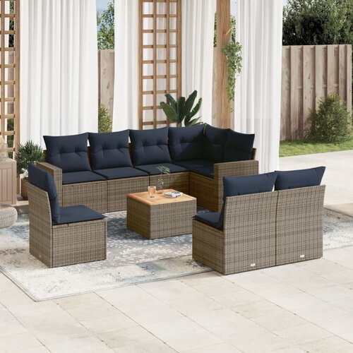 vidaXL 9-dijelni set vrtnih sofa od poliratana s jastucima sivi Cijene