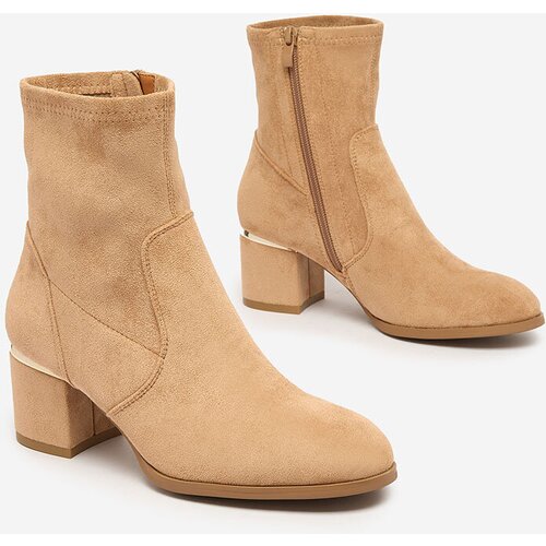 Resti Light brown women's low stiletto boots Rejerra Cene