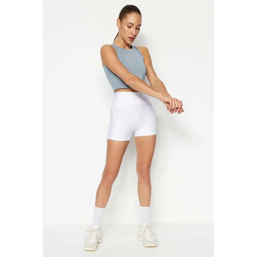 Trendyol White Stitch Detail Gatherer Sports Shorts Tights