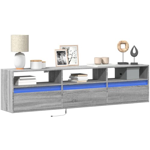 VidaXL Stenska TV omarica z LED lučkami siva sonoma 180x31x45 cm Slike