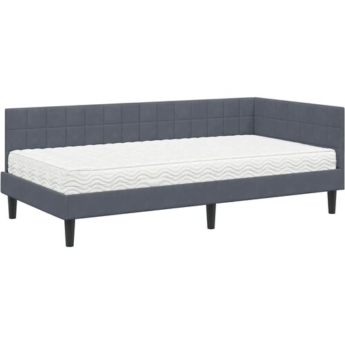  Kutni krevetni okvir s madracem 2 kom. Tamnosiva 90 x 200 cm Slike