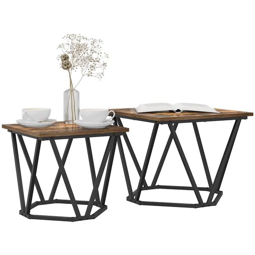  Set pomoćnih stolića 2 pcs Dimljeni hrast Slike