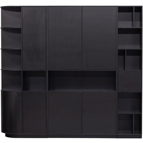 WOOOD Črna modularna knjižna polica iz masivnega bora 228x210 cm Finca &amp;ndash; Slike