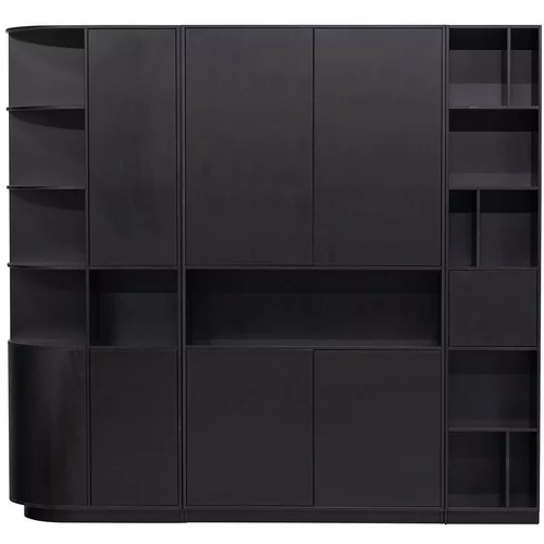 WOOOD Črna modularna knjižna polica iz masivnega bora 228x210 cm Finca –