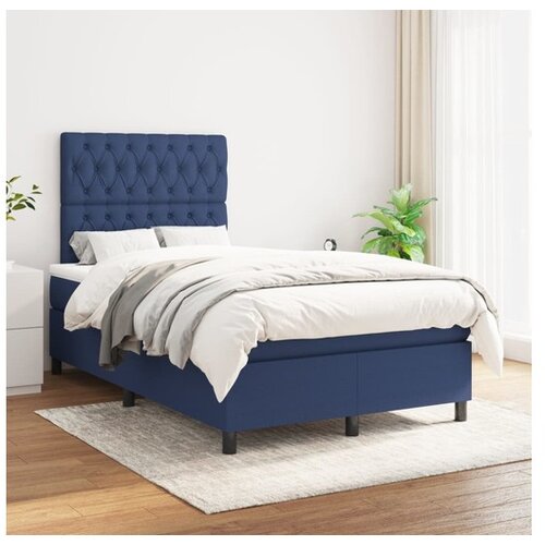  Box spring postelja z vzmetnico moder 120x200 cm blago Cene