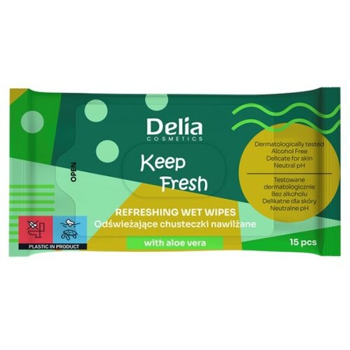 Delia KEEP FRESH Vlažne Maramice Sa Aloe Verom 15 kom.| Cosmetics | Kozmo Slike