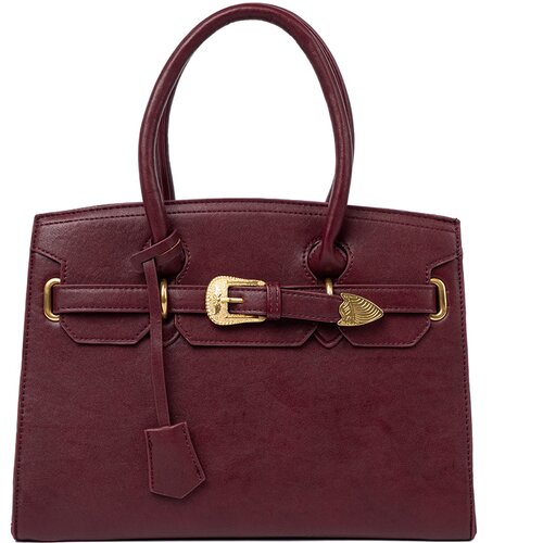 Shelvt Burgundy handbag with a decorative buckle in gold Cene