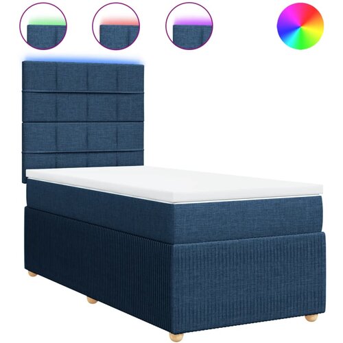 vidaXL Box spring postelja z vzmetnico modra 90x190 cm blago, (21291228) Cene