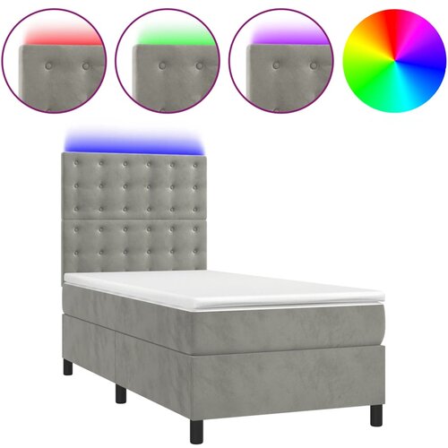  box spring s madracem LED svjetlosivi 100x200 cm bar&amp;scaron;un Slike