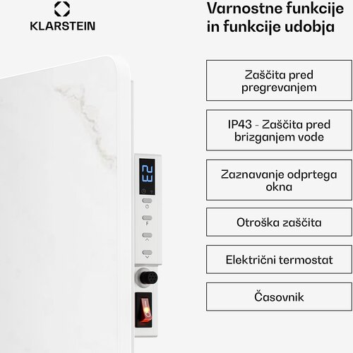 Klarstein marmoheat infracrvena ploča | 600 w | 15 m&amp;sup2; | mramorni dizajn | 70 cm x 100 cm Slike