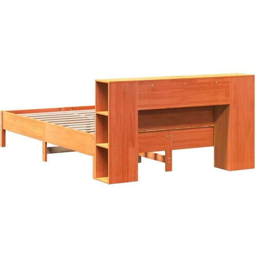 VidaXL Krevet s regalom za knjige bez madraca 135 x 190 cm od borovine Slike