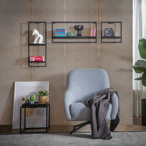 Hanah home set - black black wall shelf Cene