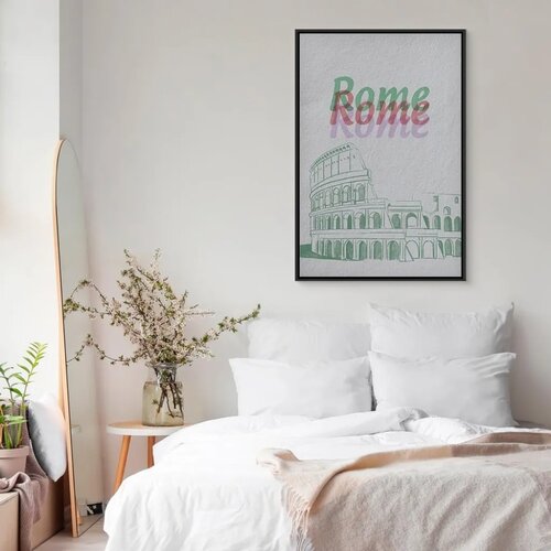  Slika - Rome in Watercolours (1 Part) Vertical 40x60 U crnom drvenom okviru Slike