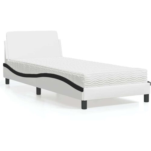 vidaXL Krevet s madracem bijeli-crni 90 x 190 cm od umjetne kože Cijene