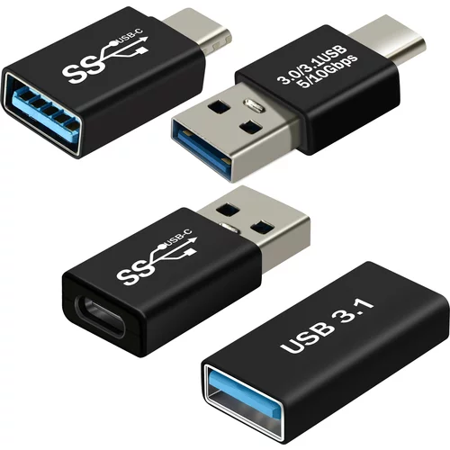 AVIZAR USB-C USB adapter, paket 4 OTF adapterjev moški, ženski - crn, (21123595)