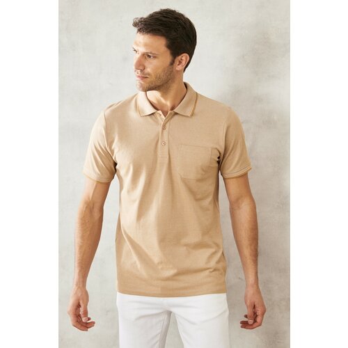 ALTINYILDIZ CLASSICS Men's Non-Shrink Cotton Fabric Regular Fit Wide Cut Mink Anti-roll Polo Neck Pocket T-Shirt Slike
