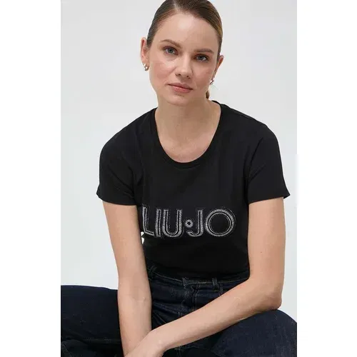 Liu Jo Pamučna majica za žene, boja: crna